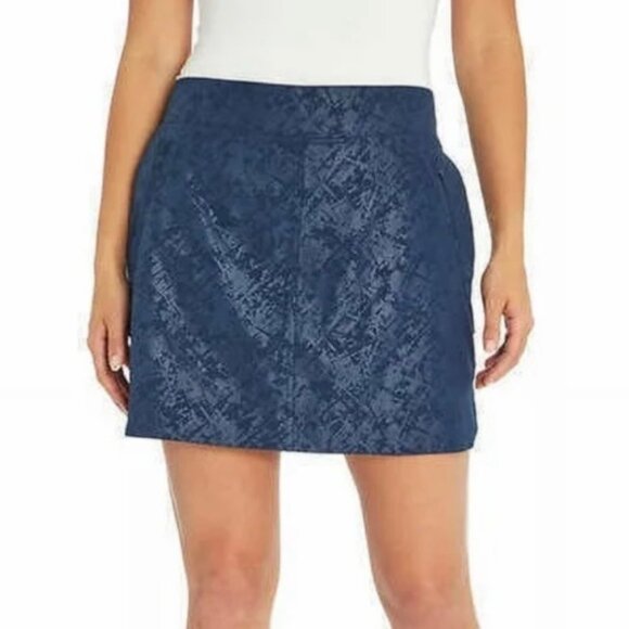 Orvis Women's Size L Blue Pull-on Travel Skort Shattered Glass Embossed Print - Picture 5 of 9